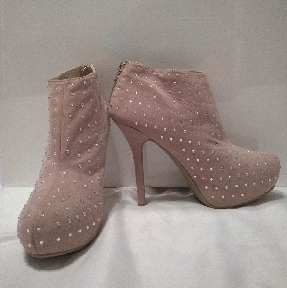 Blush Pink Rhinestone Booties